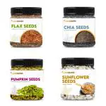 FARMCRAVES Premium Healthy Seed Combo Raw Pumpkin Seeds, Sunflower Seeds, Flax Seeds & Chia Seeds | Each 250gm | Total 1kg | High in Fiber, Protein, Omega-3 & Antioxidants |