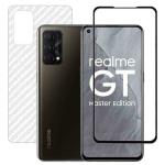 Hobbytronics Realme GT Master Edition Black Scratch Resistant, Anti Fingerprint with Bubble Proof, Tempered Glass and Back Screen Protector (18 x 10 x 1.5 cm) pack of 2