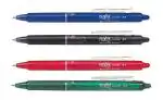 Pilot Frixion Clicker Erasable Roller Ball Pen | Tip Size - 0.7 MM | Retractable Pen With Dimpled Grip and In-built Eraser | Ink Colour - Blue, Black, Red and Green | Pack of 4