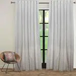 Zeba Grey, White Striped Cotton Blend Door Curtain - 84 X 54 Inch