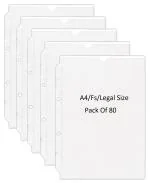 Shining Zon PVC Margin Punch Folder File Plastic Sheet Extra Thick Sleeves Folder File for Fs Size Document Certificate with 2 Punch Holes & Tab Cut Transparent (Pack of 80)