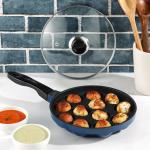 Vinod Zest Non-Stick 12Pits Paniyarakkal with Glass Lid- 20.5cm (3mm Thickness)|Gas Stove Compatible