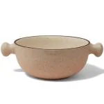 Claymistry Ceramic Beige & Black Rim Bowl with Handle | Set of 1 | 17cm * 13cm * 6cm | Matte | Dishwasher, Oven & Microwave Safe | Salad, Fruit, Soup, Dessert, Maggie Bowl | Premium Kitchen Crockery