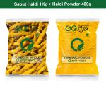 Goshudh Haldi Powder 400gm & Haldi Sabut 1Kg Combo Pack 1400g