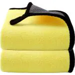 Auto Hub Microfiber Car Cleaning Cloth - OG Soft 800 GSM (30x40 cm) Microfiber Cloth for Car and Bike - Scratchless Drying and Detailing 30x40 cm, Pack of 2, Yellow