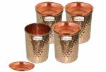 Prisha India Craft Hammered Copper Glass,250ml, set of 4