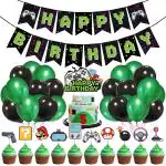 Zyozique 37 Pieces Video Game Birthday Decorations Combo - Banner, Balloons, Cake & CupCake Topper
