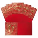 Fonsie Scented mor pankh red design cash envelopes for gifting money on wedding gift, baby shower gift, shagun, family gatherings with name space pack of 30.