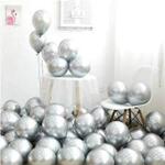Hippity Hop Rubber Silver Balloons Latex Chrome Inch For Birthday Decoration (Pack Of 20 Pcs)