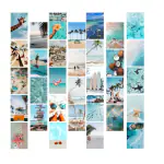 Kitty Cat - Beach Aesthetic Wall Collage Kit for Room Decor | Set of 30 Aesthetic Posters | 300 GSM Water Resistant Paper | Size 4x6 Inch | Unframed | Comes With Double Sided Tape