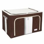 BlushBees Living Box - 600D Oxford Fabric Large Storage Boxes for Clothes, Blanket Bag - 88 Litre, Pack of 1, Polka Dots Brown