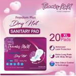 Thanks mom Freedom Plus Dry Net Sanitary Napkin Pads | Extra Soft with Advanced Leak Protection Sanitary Pad (Pack of 4x20= 80 Pads)