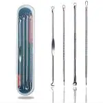 Blackhead Remover Comedone Extractor Acne Removal kit, 4 Pcs Professional Stainless Pimple Popper Tool Kit with Portable mixcolor