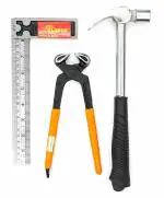 GLOBUS Durable Hammer, Cobbler Pincer and Try Square 3 Piece