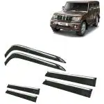 Kingsway Car Wind Deflectors Rain Guard Window Visor for Mahindra Bolero 2020, 2021, 2022, 2023, 2024, 2025 Model, Car Door Visor with Chrome Lining Online India, Car Sun Shades