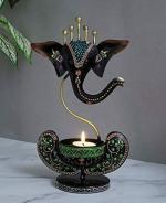 Urban Baniya Metal Lord Ganesh Tealight Candle Holde, Pooja Room Table Decor, Home Decoration and Gift Item.