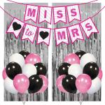 Zyozique Miss to Mrs Banner Bunting, Decoration and Photo Prop for Bridal Shower, Bachelorette Party, & Wedding Party Included Miss to Mrs Banner, Foil Curtain and Balloon (Pack of 28)