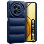 Fashionury Back Cover for Realme C65 | Matte Soft Case | Compatible for Realme C65 Back Cover | Liquid Silicon Puff Case for Realme C65 with Camera Protection | (Blue)