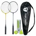TRIUMPH Badminton Racquet, TRIUMPH Passion Badminton Racket Set- 2 Pc Badminton Racket with 6 Pc TRIUMPH CHAMPION-350 Nylon Shuttlecock and Full Racket Cover to Carry Both Rackets, Perfect for Adults