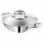 Vinod Platinum Triply Stainless Steel Cookware Kadai with lid (Diameter: 24cm, Capacity: 2.5 Liter)
