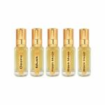 Ocean Skin Science Pack of 5 Desire, Musk, Flash Moon, Black Moon, Black Heart -Alcohol Free Long Lasting Heavy Projection Luxurious Attar For Men or Religious Use - 6ml Each