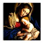 Tamatina Multicolor Religious Mother Mary And Baby Jesus Christian Art Canvas Painting - 13X13 Inch