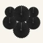 SPECIALYOU.IN 6pcs Black Paper Fan Decoration Set for Birthday, Anniversary, Baby Shower, Backdrop Decoration and Paper Fan Craft, Paper Fan Hanging Decoration.