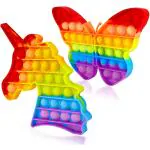 Chigy Wooh Push Pop It Fidget Toy Among Us Pop It Fidgets Kids Fun Toys ADHD Armr Autism Toys Motor Sensory Adults Games Big Bubbles Popet for Girls and Boys [Butterfly+Unicorn]