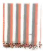 SHISHIR [Feel Different] Bhagalpuri Handloom Cotton chadar , Standard Size, Orange,Grey and White Multi Colour Strip (240*130 cm)