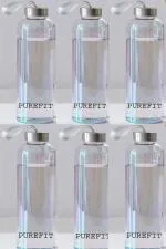 PUREFIT Transparent Glass Water Bottle with S.S Lid, BPA Free 100% Leak Proof, Office, Gym, Home, Travel bottle, 750ml, Pack of 6