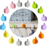 Kayru Self Adhesive Thumb Wall Hooks for Hanging, Cable Organizer Clips, No Punching Key Hook Holder, Wall Hangers Multifunctional Utility Silicone Hooks Desk Wire Management, Random Color (PACK OF 30)
