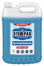 SteriPax Medical Grade Rub-In-Hand Disinfectant Sanitizer Liquid with 99.999% germ kill protection (Natural), 5L