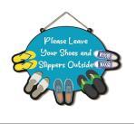 Ribbontales HPlease Leave Your Shoes and Slippers Outside Acrylic 3D Board Design for Door Wall Hanging Home Office Restaurant Cafe Villa Front Door Decor Outside