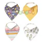 DESIGNESTYMulticolor Waterproof Double Layer Bandana Drool Bib - 0 - 0.5 Years ( Pack of 4 )