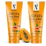 NutriGlow NATURAL'S Advanced Pro Formula Papaya Face Wash (100gm) For Anti Pigmentation and Papaya Body Lotion (150ml) For Smooth Skin (Pack of 2)