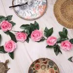 DULI Artificial Dark Pink Rose Creeper Hanging Vine Garland with Leaves forHomeDecoration6.5Feet