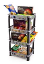 SHRAVI Rectangle Rack, Vegetable Basket, Plastic Rack Office (4 Layer, Grey)