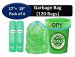 Xopy GREEN Eco Friendly Biodegradable Garbage Bag Small Size 17'' X 19'' inch/ Dustbin Bag / Trash Bag (Pack of 4 Rolls / 120 Bag)