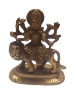 VRINDA METAL ART Brass Maa Durga Idol Sitting On Lion Ma Sherwali Murti Vaishno Devi Statue for Home Mandir Office Living Room Shop Gift Navratra Puja