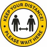 Cvanu Keep Your Distance Please Wait Here Emergency Sign