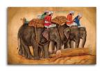 Tamatina Multicolor Rajasthani People Travel On Elephant Traditional Art Canvas Painting - 13X9 Inch