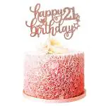Zyozique Rose Gold Happy 21th Birthday Cake Topper Anniversary Birthday Party Decoration Supplies