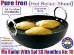 Veer Enterprises MS Pure Iron/Loha Kadai With SS Ring Handles no 10