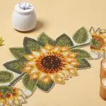 MFU-MADE FOR YOU Yellow Sunflower Beaded Table Runner| Pack of 1 |13 *36 Inches