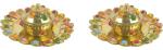 Real Craft Gold Apple Design Kumkum with Plate Decorative Showpiece Brass Sindoor Box (6 cm) pack of 2