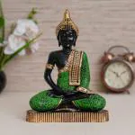 Webelkart Premium Meditating Sitting Gautam Buddha Idol Statue Showpiece for Home/Office Decor/Living Room Decor (8.5 Inches, Plastic) (Green)