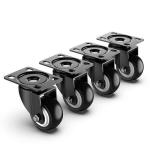 Volo Black Steel Heavy Duty Swivel Plate Caster without Brake and No Noise Wheels (2 inch) Pack of 4