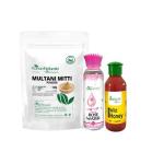 Kanan Naturale Multani Mitti 100gm + Rose Water 100 ml + Wild honey 150gm - combo
