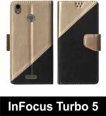 Sbms Infocus Turbo 5 Black Artificial Leather Shock Proof Flip Cover