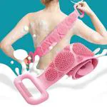 NBS Silicone Back Scrubber Bath Brush Washer For Dead Skin Removal Mens Womens Double Side Brush Belt For Shower Exfoliating Belt
